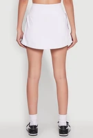Womens High Waist Varsity Stripe Skort, White, Size M