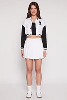 Womens French Terry High Waisted Pleated Skort, White, Size M