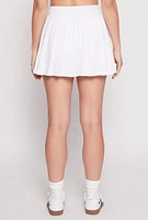 Womens French Terry High Waisted Pleated Skort, White, Size M