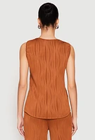 Womens Textured Knit Scoop Neck Blouse, Brown, Size M