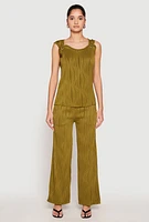 Womens Textured Knit Scoop Neck Blouse, Green, Size L