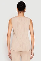 Womens Textured Knit Scoop Neck Blouse, Beige,
