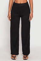 Womens Textured Knit Pull On Wide Leg Pants,