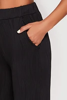 Womens Textured Knit Pull On Wide Leg Pants, XL