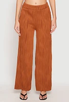 Womens Textured Knit Pull On Wide Leg Pants,