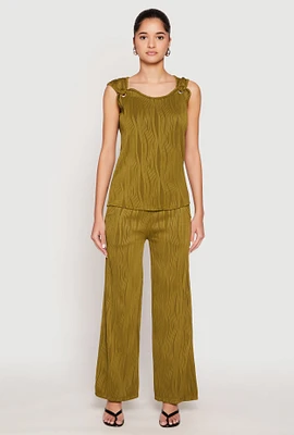 Womens Textured Knit Pull On Wide Leg Pants,