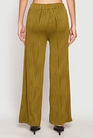 Womens Textured Knit Pull On Wide Leg Pants, Green, Size M