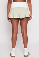 Womens Two Toned Waistband Pleated Micro Skirt, M