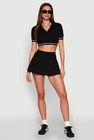 Womens Textured Knit Mini Skort,