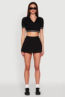 Womens Textured Knit Mini Skort,
