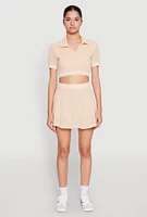 Womens Textured Knit Mini Skort, S
