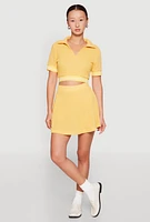 Womens Textured Knit Mini Skort, Yellow, Size XL