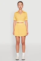 Womens Textured Knit Mini Skort, Yellow, Size XL