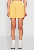 Womens Textured Knit Mini Skort, Yellow, Size XL