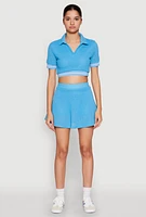 Womens Textured Knit Mini Skort, M