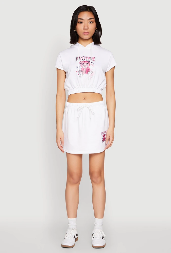 Womens Attitude Be Yourself Mini Skirt, White, Size M
