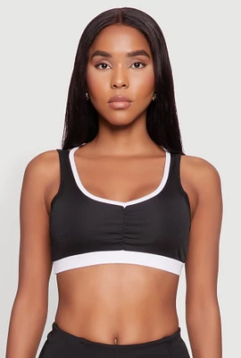 Womens Contrast Trim Caged Back Sports Bra,