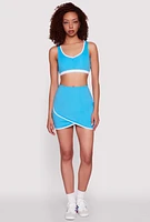Womens Contrast Trim Caged Back Sports Bra, Blue, Size XL