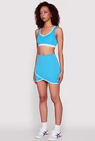 Womens Contrast Trim Caged Back Sports Bra, Blue, Size XL