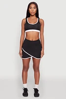 Womens Contrast Trim Faux Wrap Skort,