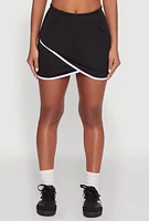 Womens Contrast Trim Faux Wrap Skort,