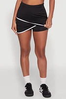 Womens Contrast Trim Faux Wrap Skort,