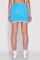 Womens Contrast Trim Faux Wrap Skort, Blue, Size XL