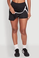 Womens Contrast Trim Side Slit Skort, Black,