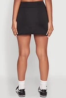 Womens Contrast Trim Side Slit Skort, Black, Size XL