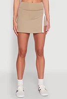 Womens Contrast Trim Side Slit Skort, Khaki, Size XL