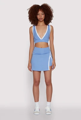 Womens Contrast Trim Side Slit Skort,