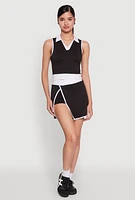 Womens Contrast Trim Sleeveless Polo Shirt, S