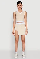 Womens Contrast Trim Sleeveless Polo Shirt,