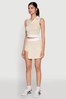 Womens Contrast Trim Sleeveless Polo Shirt,