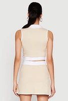 Womens Contrast Trim Sleeveless Polo Shirt,
