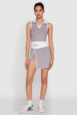 Womens Contrast Trim Skort, Grey, Size M