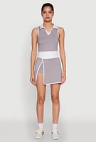 Womens Contrast Trim Skort, Grey, Size M