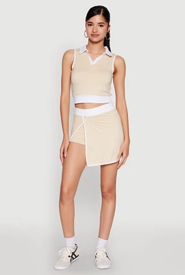 Womens Contrast Trim Skort, Khaki, Size XL