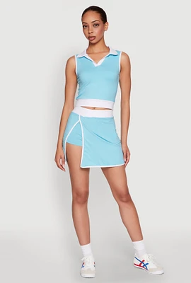 Womens Contrast Trim Skort, Blue, Size S