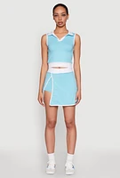 Womens Contrast Trim Skort, Blue, Size S