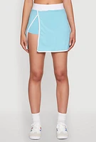 Womens Contrast Trim Skort, Blue, Size S