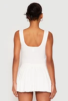 Womens Textured Knit Pointelle Lace Up Crop Top, M