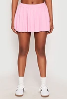 Womens High Waist Pleated Mini Skirt, Pink,