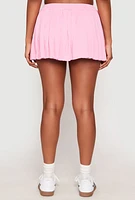 Womens High Waist Pleated Mini Skirt, Pink,