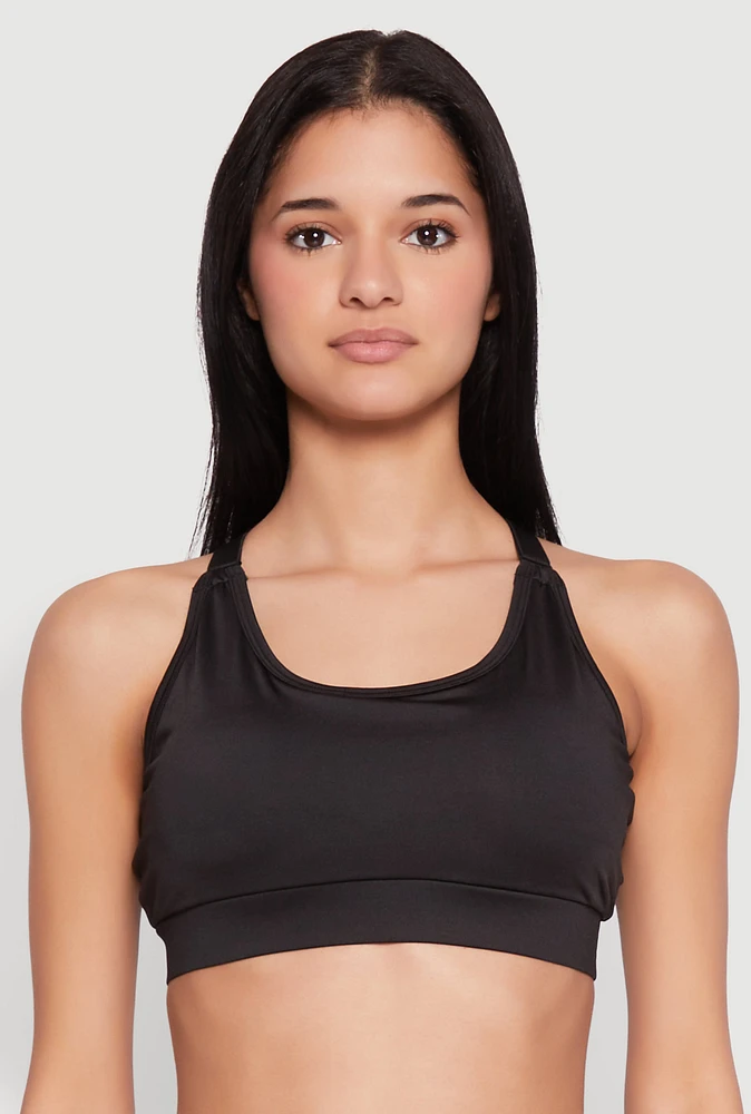 Womens Racerback Sports Bra, Black, Size M