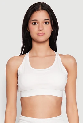 Womens Racerback Sports Bra, White, Size XL