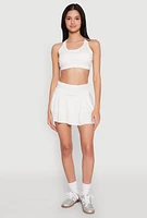 Womens Ruffled High Waist Cell Phone Pocket Skort, White, Size M