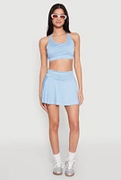 Womens Ruffled High Waist Cell Phone Pocket Skort,