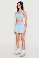 Womens Ruffled High Waist Cell Phone Pocket Skort,
