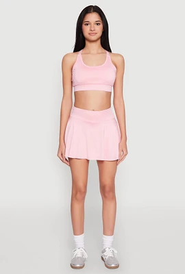 Womens Ruffled High Waist Cell Phone Pocket Skort, S